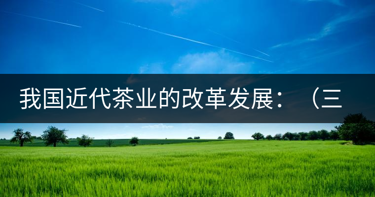 我國近代茶業(yè)的改革發(fā)展：（三）我國近代茶業(yè)改革中的