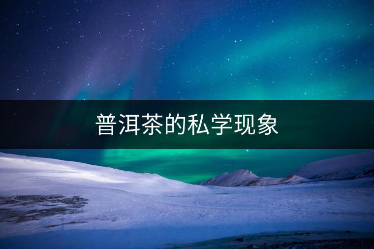 普洱茶的私學現(xiàn)象