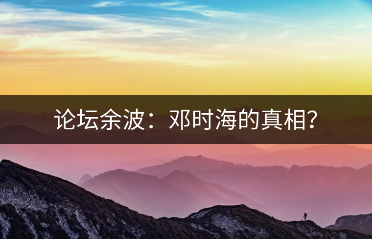 論壇余波：鄧時(shí)海的真相？