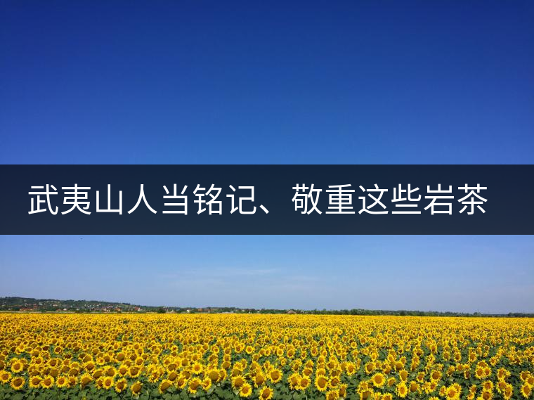 武夷山人當(dāng)銘記、敬重這些巖茶功臣