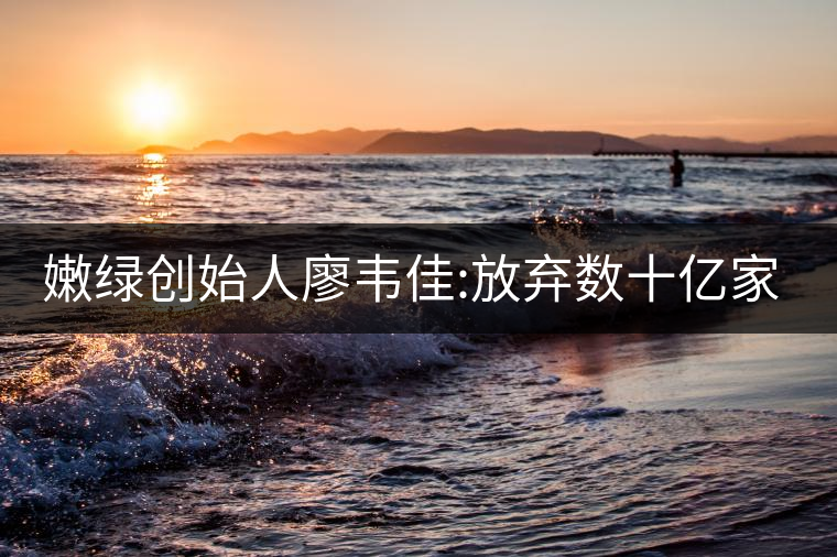 嫩綠創(chuàng)始人廖韋佳:放棄數(shù)十億家產(chǎn) 開時尚茶飲店