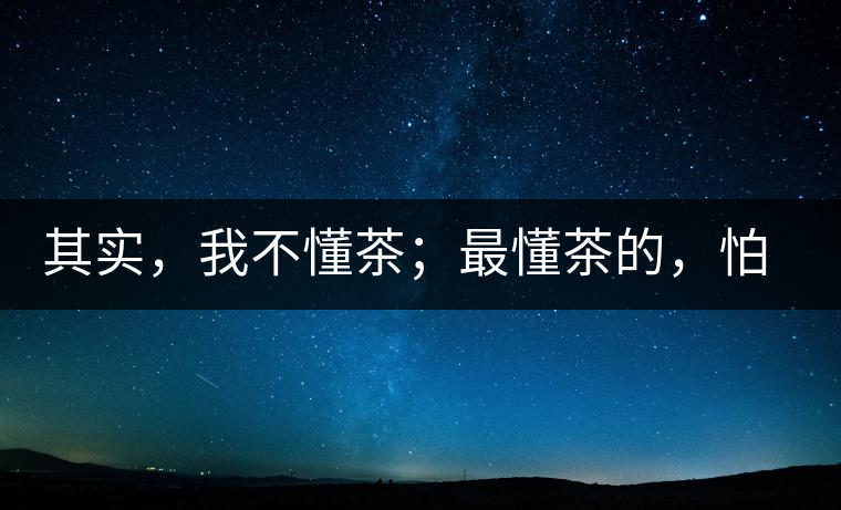 其實，我不懂茶；最懂茶的，怕只有水了